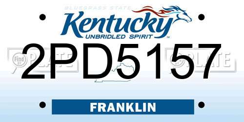 2PD5157 Kentucky License Plate