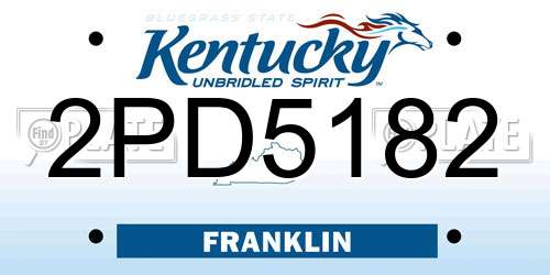 2PD5182 Kentucky License Plate
