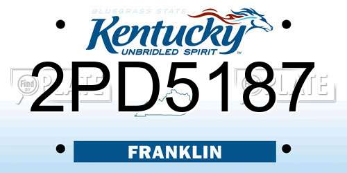 2PD5187 Kentucky License Plate