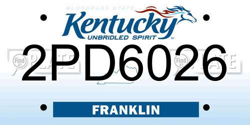 2PD6026 Kentucky License Plate