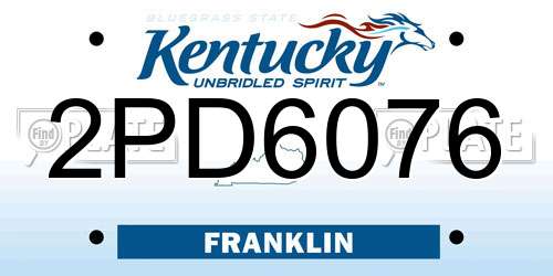2PD6076 Kentucky License Plate