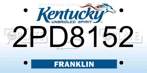 2PD8152 Kentucky License Plate