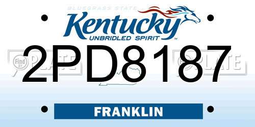 2PD8187 Kentucky License Plate