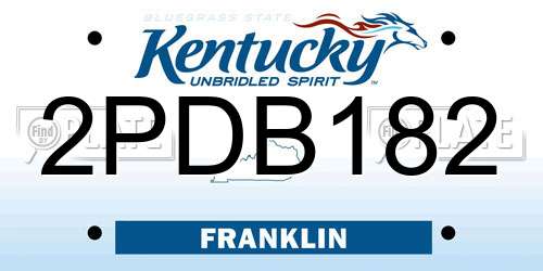 2PDB182 Kentucky License Plate