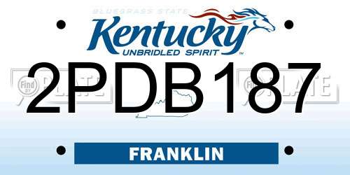 2PDB187 Kentucky License Plate