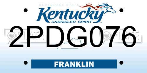 2PDG076 Kentucky License Plate