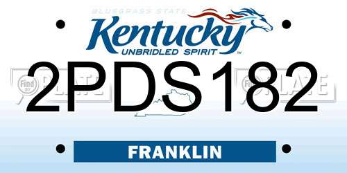 2PDS182 Kentucky License Plate