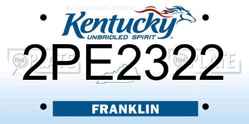 2PE2322 Kentucky License Plate
