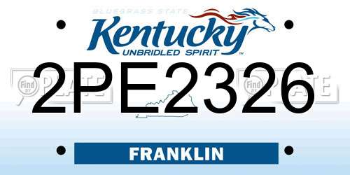 2PE2326 Kentucky License Plate