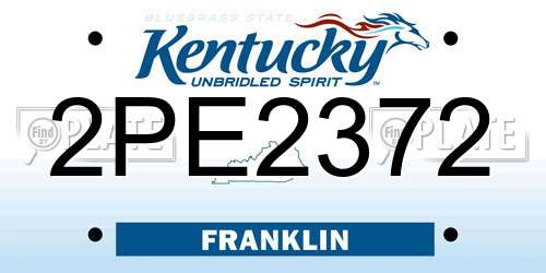 2PE2372 Kentucky License Plate