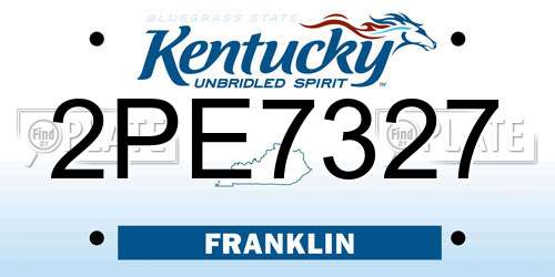 2PE7327 Kentucky License Plate