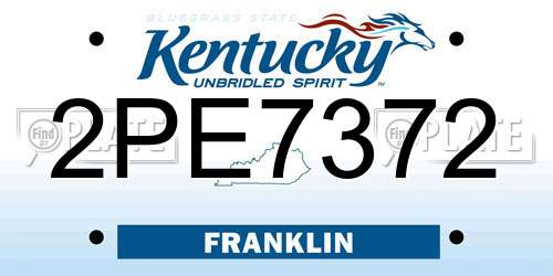 2PE7372 Kentucky License Plate