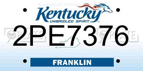 2PE7376 Kentucky License Plate
