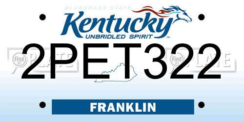 2PET322 Kentucky License Plate