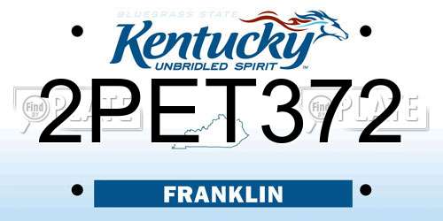 2PET372 Kentucky License Plate