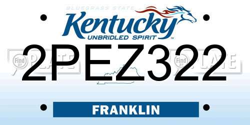 2PEZ322 Kentucky License Plate