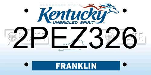 2PEZ326 Kentucky License Plate