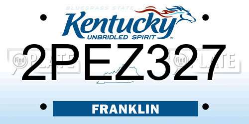 2PEZ327 Kentucky License Plate