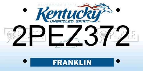 2PEZ372 Kentucky License Plate