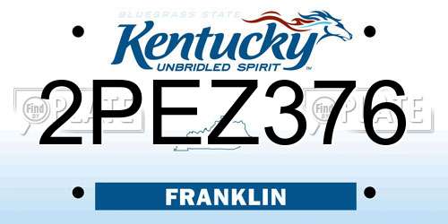 2PEZ376 Kentucky License Plate
