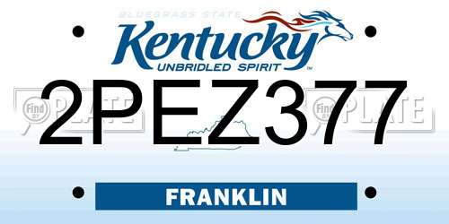2PEZ377 Kentucky License Plate