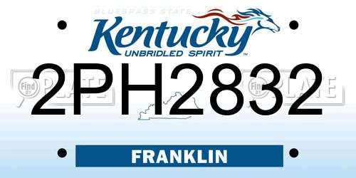 2PH2832 Kentucky License Plate