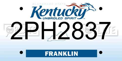 2PH2837 Kentucky License Plate
