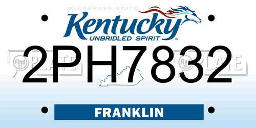 2PH7832 Kentucky License Plate