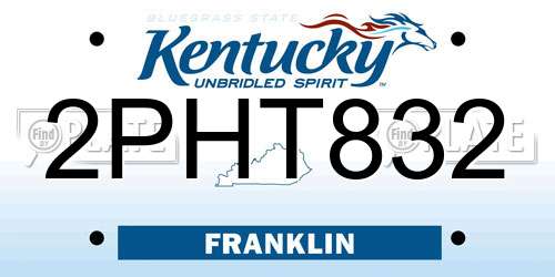 2PHT832 Kentucky License Plate