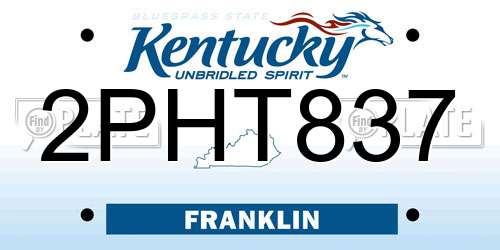 2PHT837 Kentucky License Plate