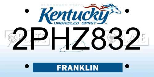 2PHZ832 Kentucky License Plate