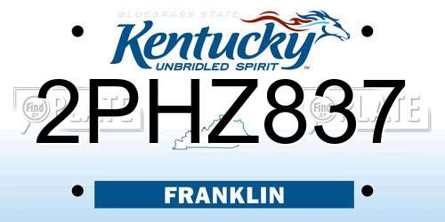 2PHZ837 Kentucky License Plate