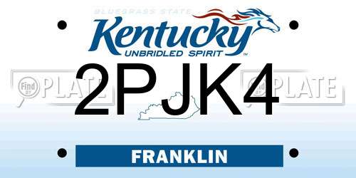 2PJK4 Kentucky License Plate