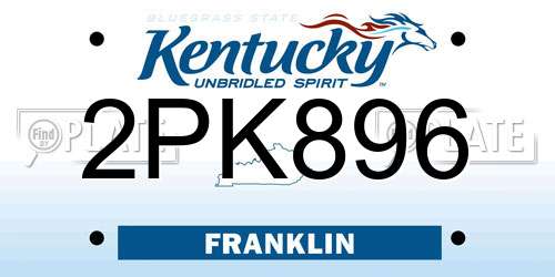 2PK896 Kentucky License Plate