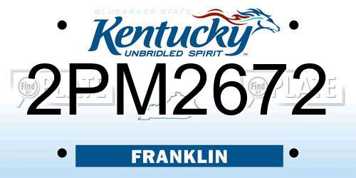 2PM2672 Kentucky License Plate