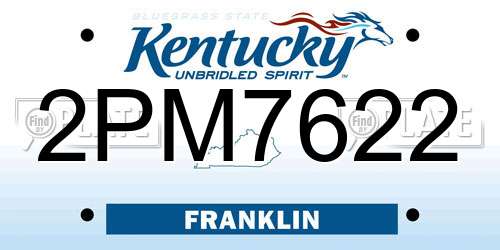 2PM7622 Kentucky License Plate