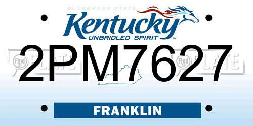 2PM7627 Kentucky License Plate