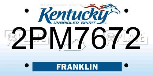 2PM7672 Kentucky License Plate