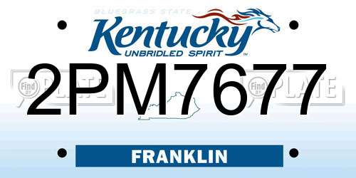 2PM7677 Kentucky License Plate