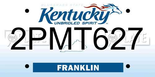 2PMT627 Kentucky License Plate