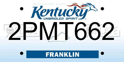 2PMT662 Kentucky License Plate