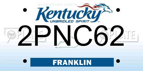 2PNC62 Kentucky License Plate