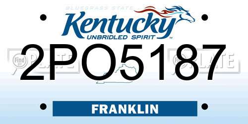 2PO5187 Kentucky License Plate