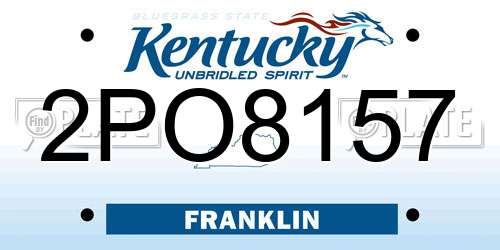 2PO8157 Kentucky License Plate