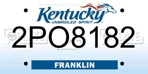2PO8182 Kentucky License Plate