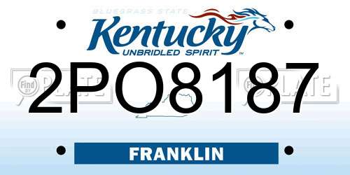 2PO8187 Kentucky License Plate