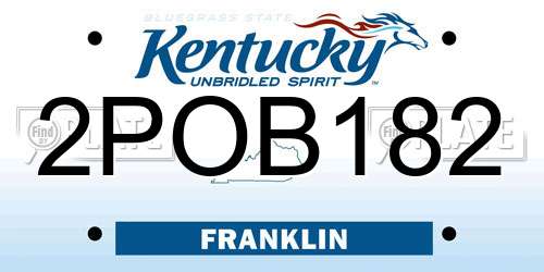 2POB182 Kentucky License Plate