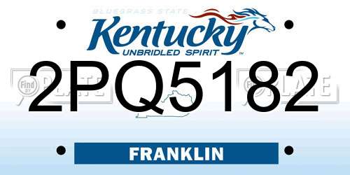 2PQ5182 Kentucky License Plate