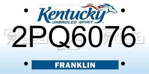 2PQ6076 Kentucky License Plate