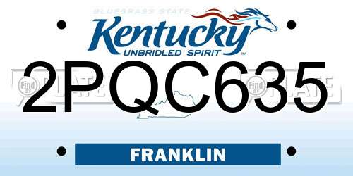 2PQC635 Kentucky License Plate